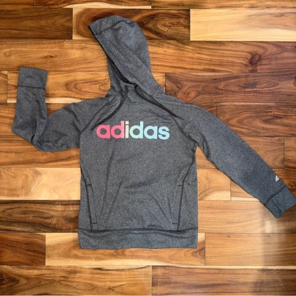 Adidas Women’s Grey Hoodie with Ombré Logo- Medium